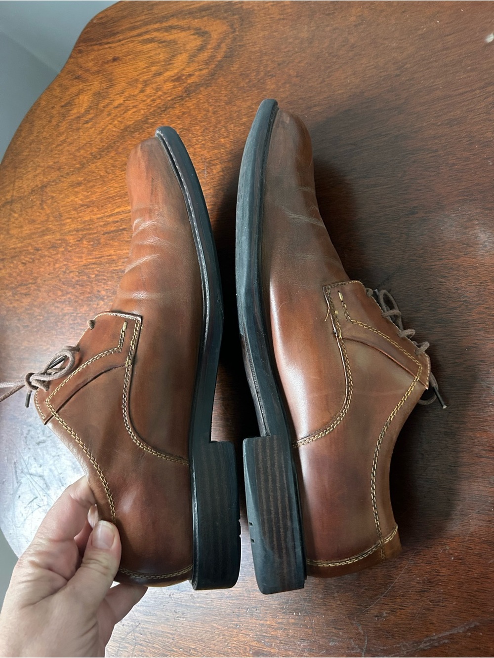 Johnston & Murphy Men’s 11M Brown Leather Derby Dress Shoes Made in India - Picture 6 of 10